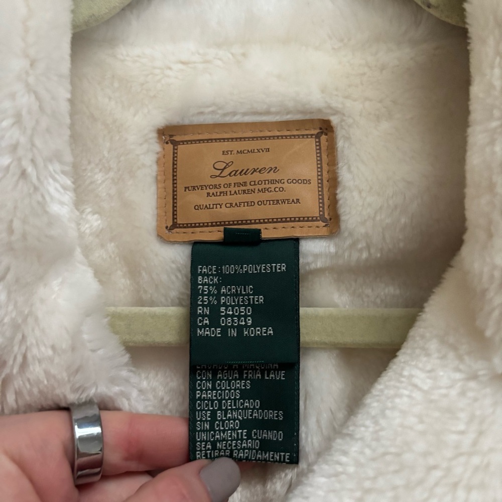 LAUREN BY RALPH LAUREN: Women's Faux Fur/Faux Suede White Jacket - Picture 4 of 6